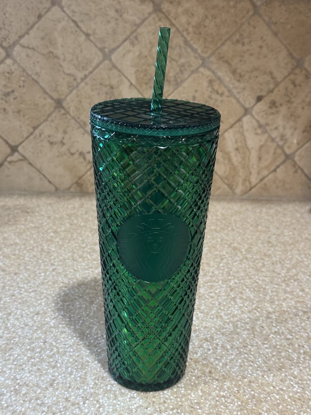 Starbucks 2021 Holiday Emerald Green Jeweled Venti 24oz Tumbler Cup Iced Coffee